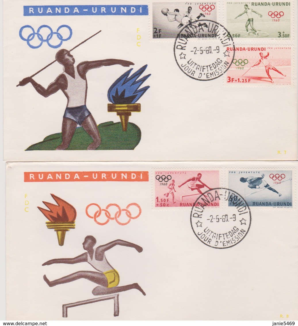 Ruanda-Urundi 1960 Rome Olympic Games FDC - Lettres & Documents