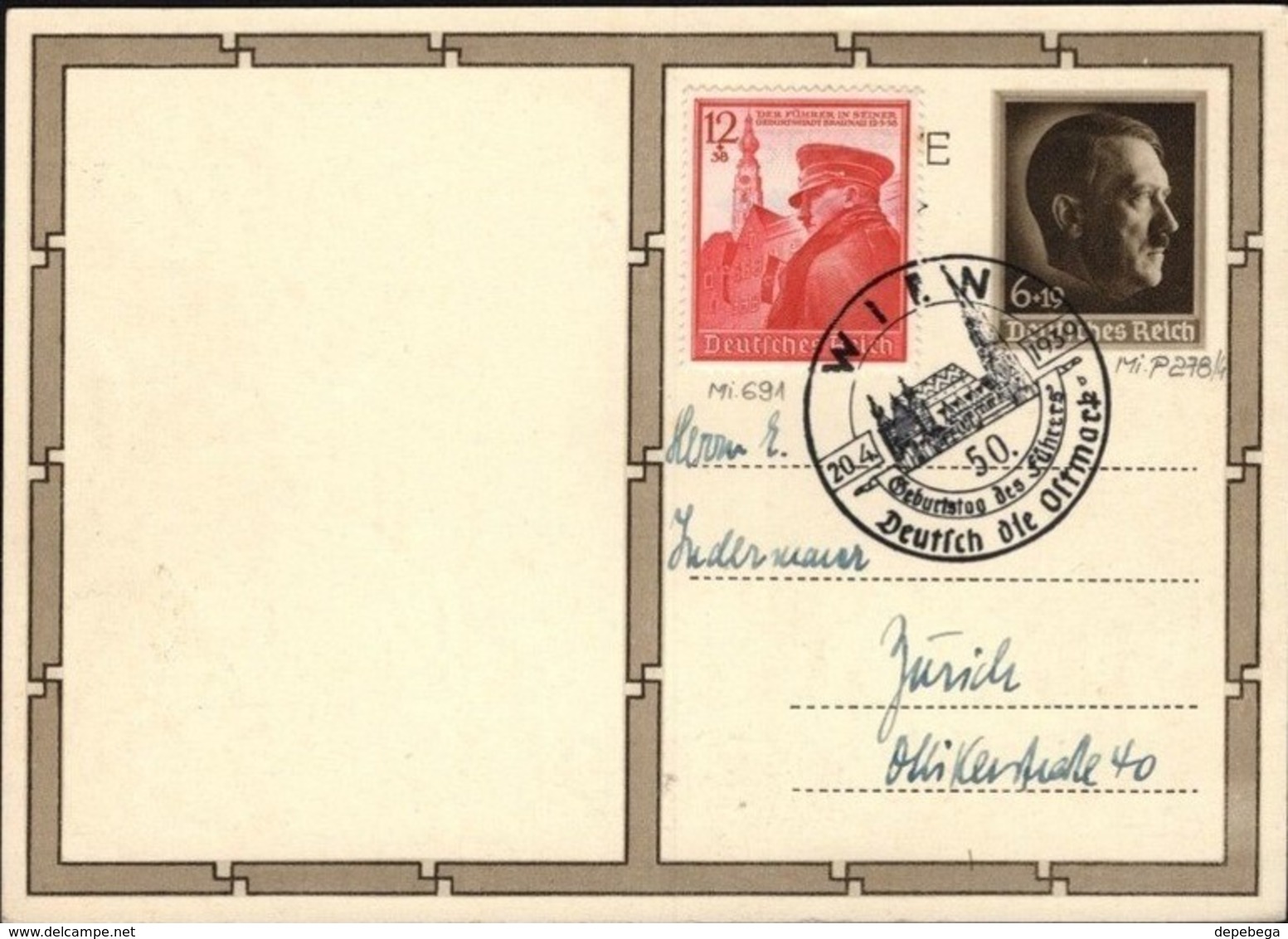 A. Hitler Stationery Postcard (P 278-4 Kindergruppe) Ganzsache-Postkarte + Mi. 691. SST. WIEN 20 April 1939. - Sonstige & Ohne Zuordnung