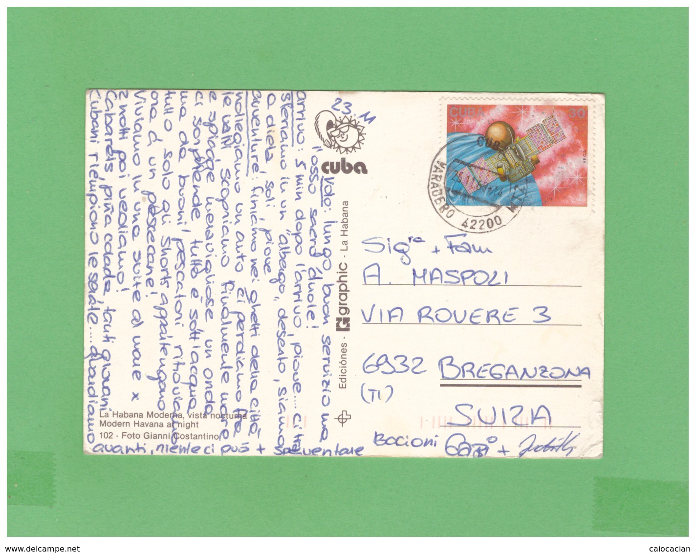 1968 CUBA HAVANA AIR MAIL POSTCARD WITH 1 STAMP TO SWISS - Covers & Documents