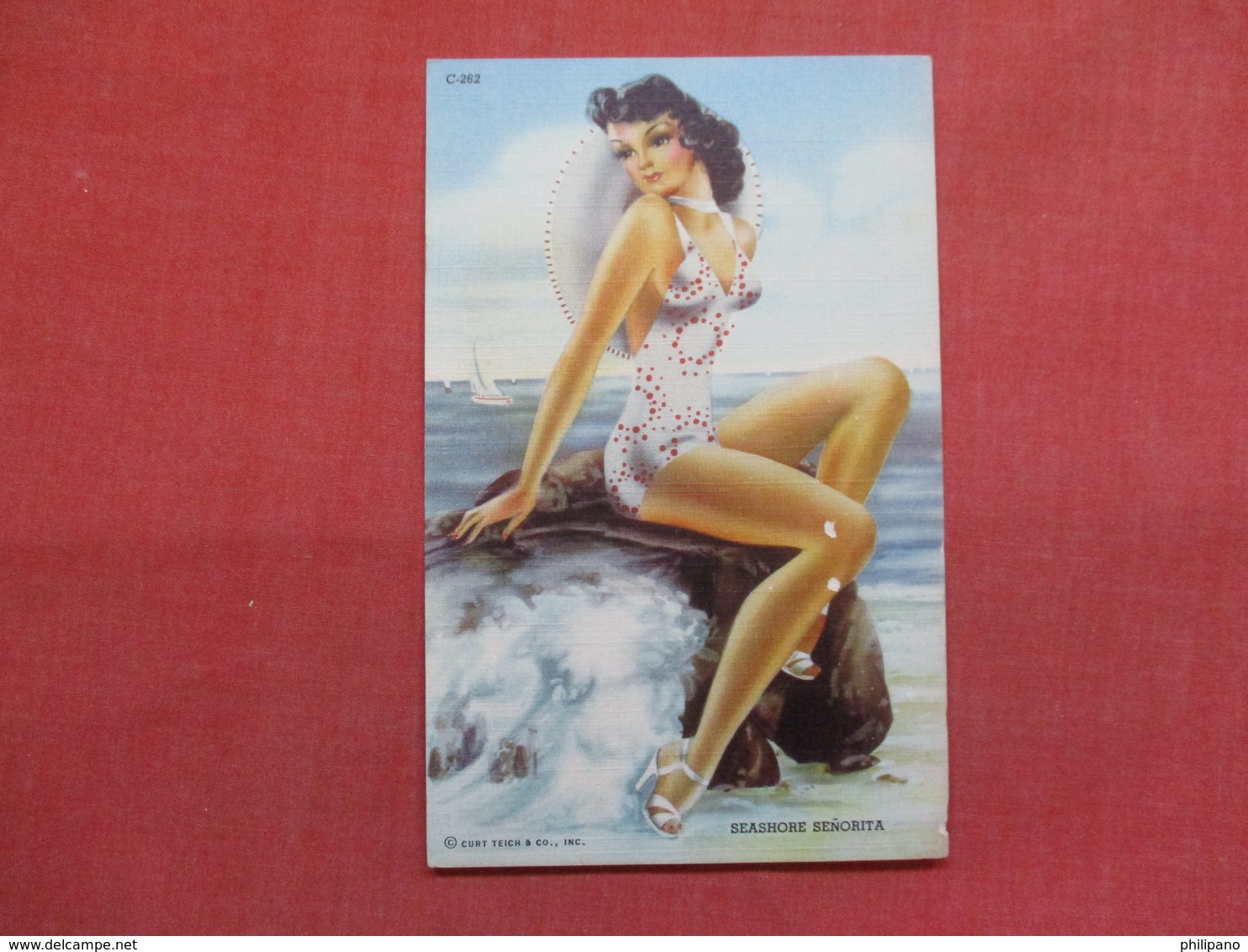 Seashore Senorita   Flack On Leg     Ref 3498 - Pin-Ups