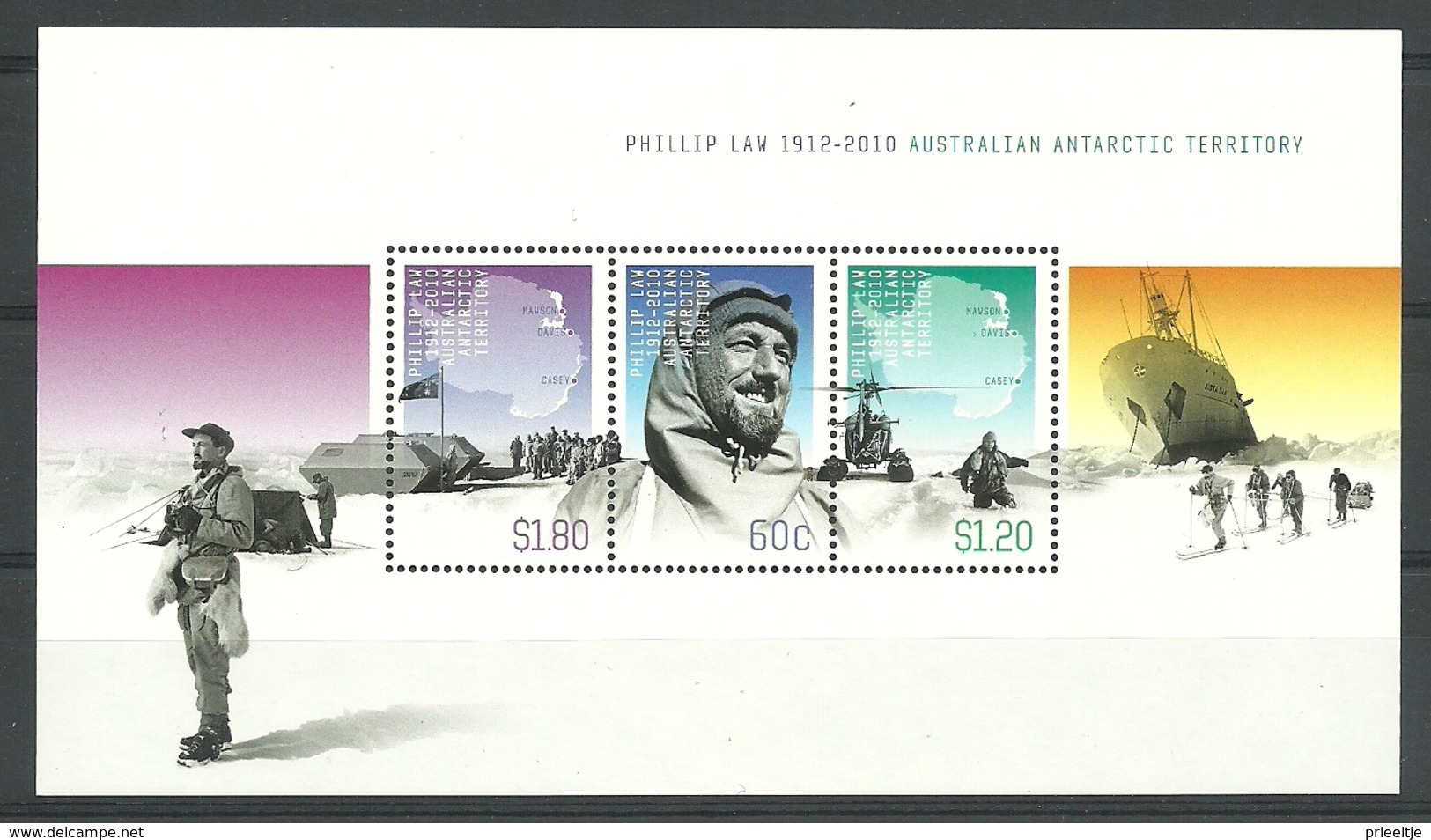 Australia AAT 2012 Phillip Law Centenary S/S Y.T. BF 10 ** - Neufs