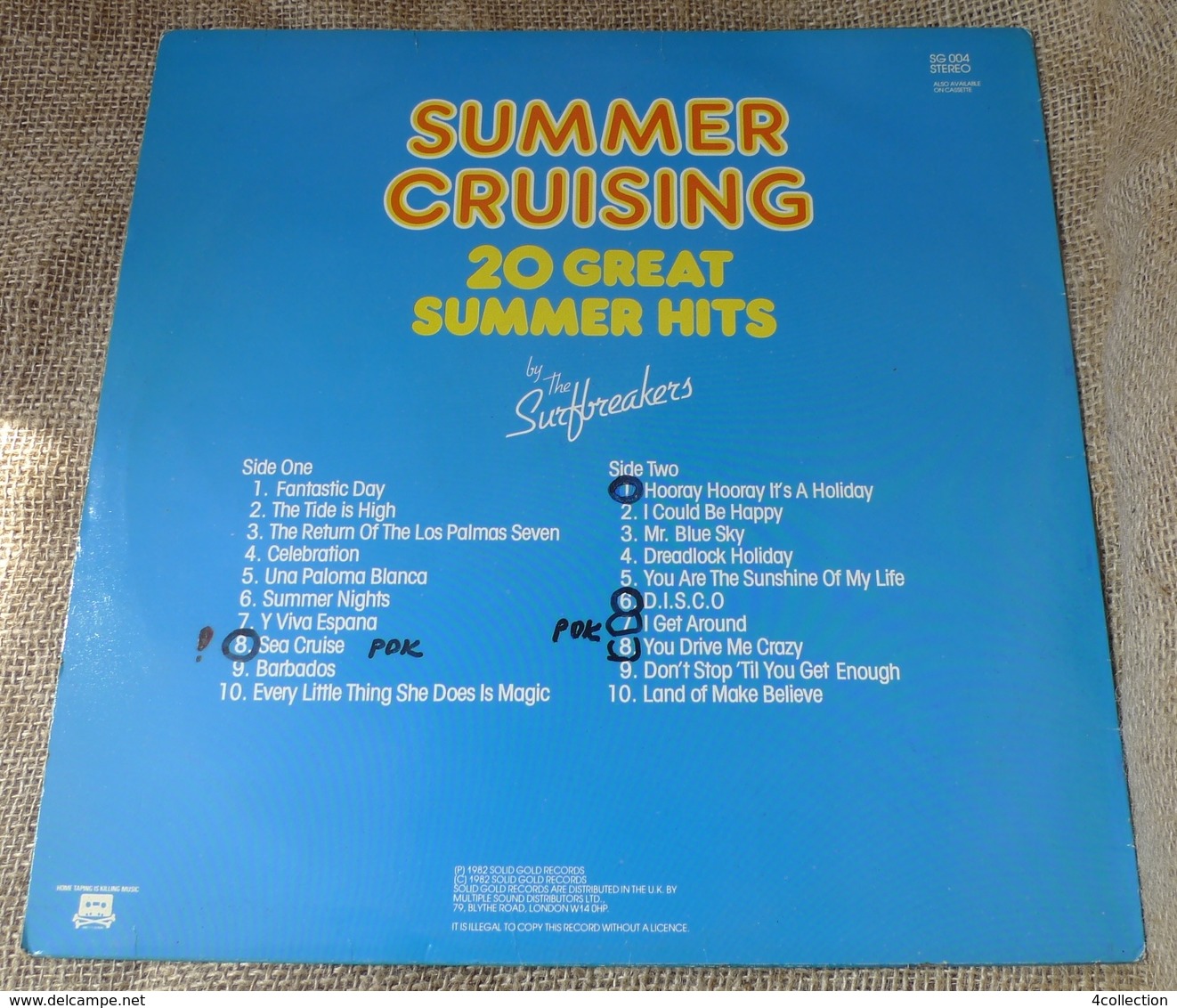 Vinyl Records Stereo 33rpm LP SUMMER CRUISING By The Surfbreakers 20 Great Summer Hits 1982 Solid Gold Records - Other & Unclassified