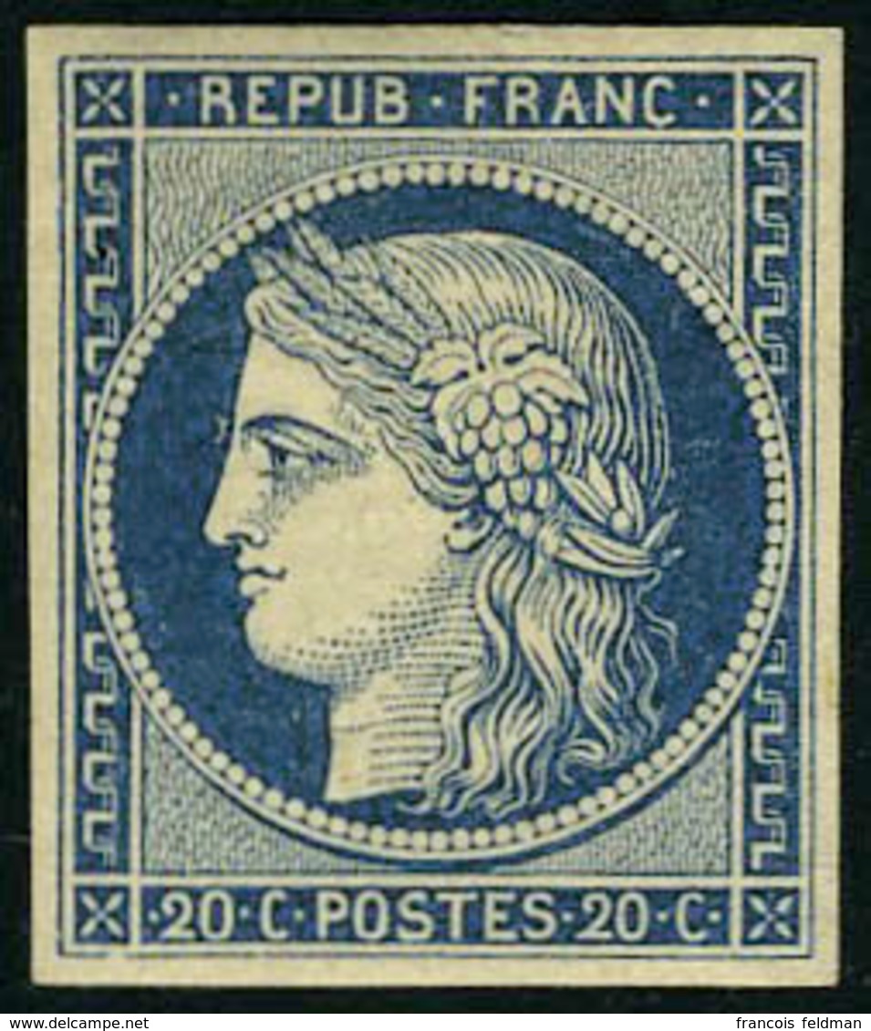 Neuf Avec Charnière N° 8a, 20c Bleu Foncé Non-émis, TB, Signé Brun - Other & Unclassified