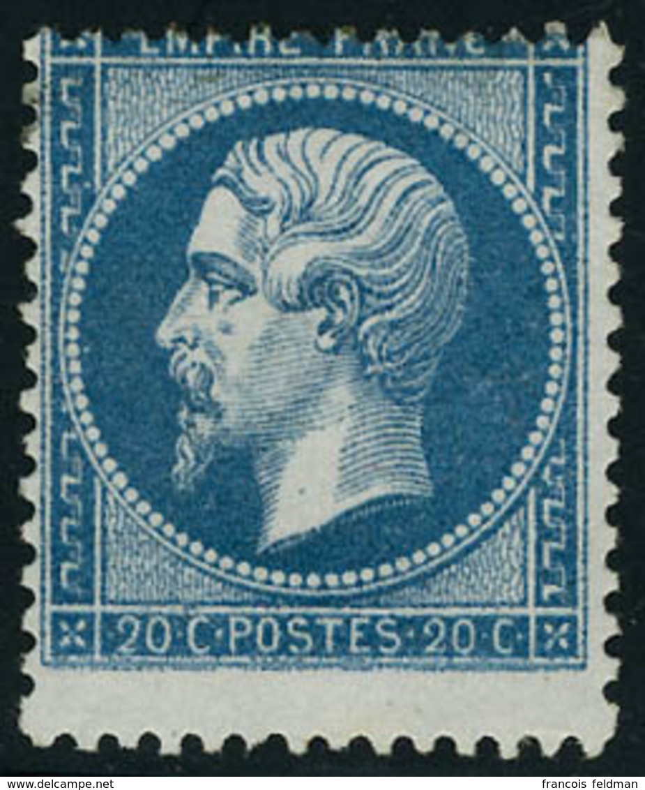 Gomme Non Originale N° 22, 20c Bleu Variété De Piquage, T.B. - Autres & Non Classés