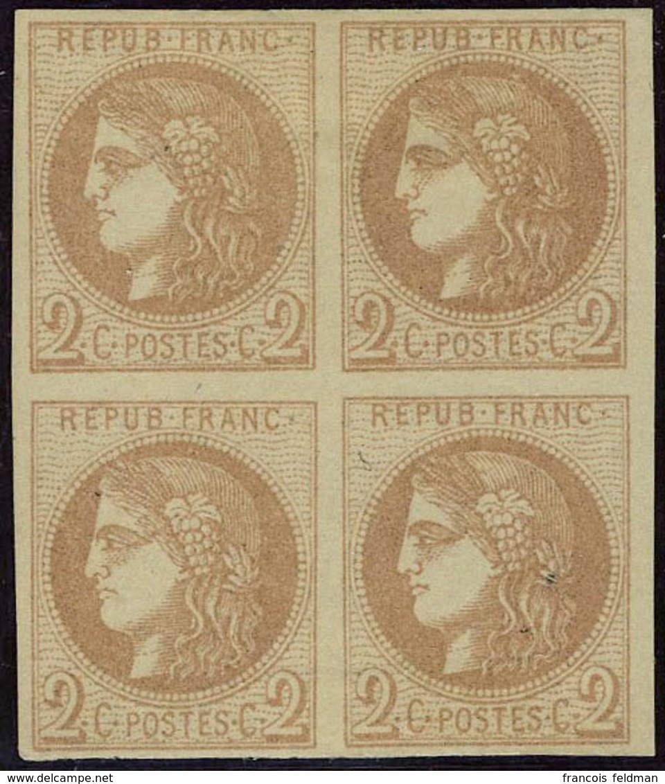 Neuf Avec Charnière N° 40B, 2c Brun Rouge, Bloc De 4 T.B. Signé Calves - Altri & Non Classificati