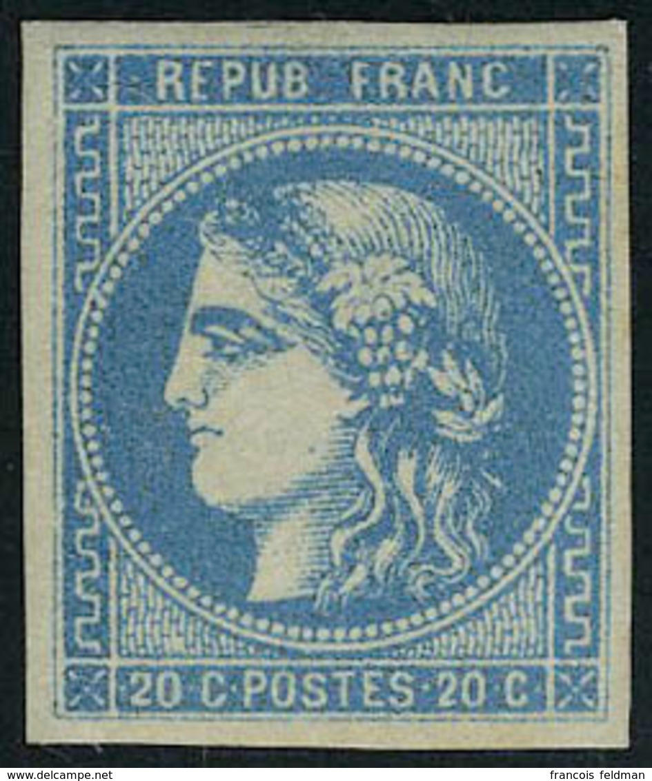 Neuf Avec Charnière N° 46B, 20c Bleu Report 2, Cl, Superbe, Rare, Signé Brun - Other & Unclassified