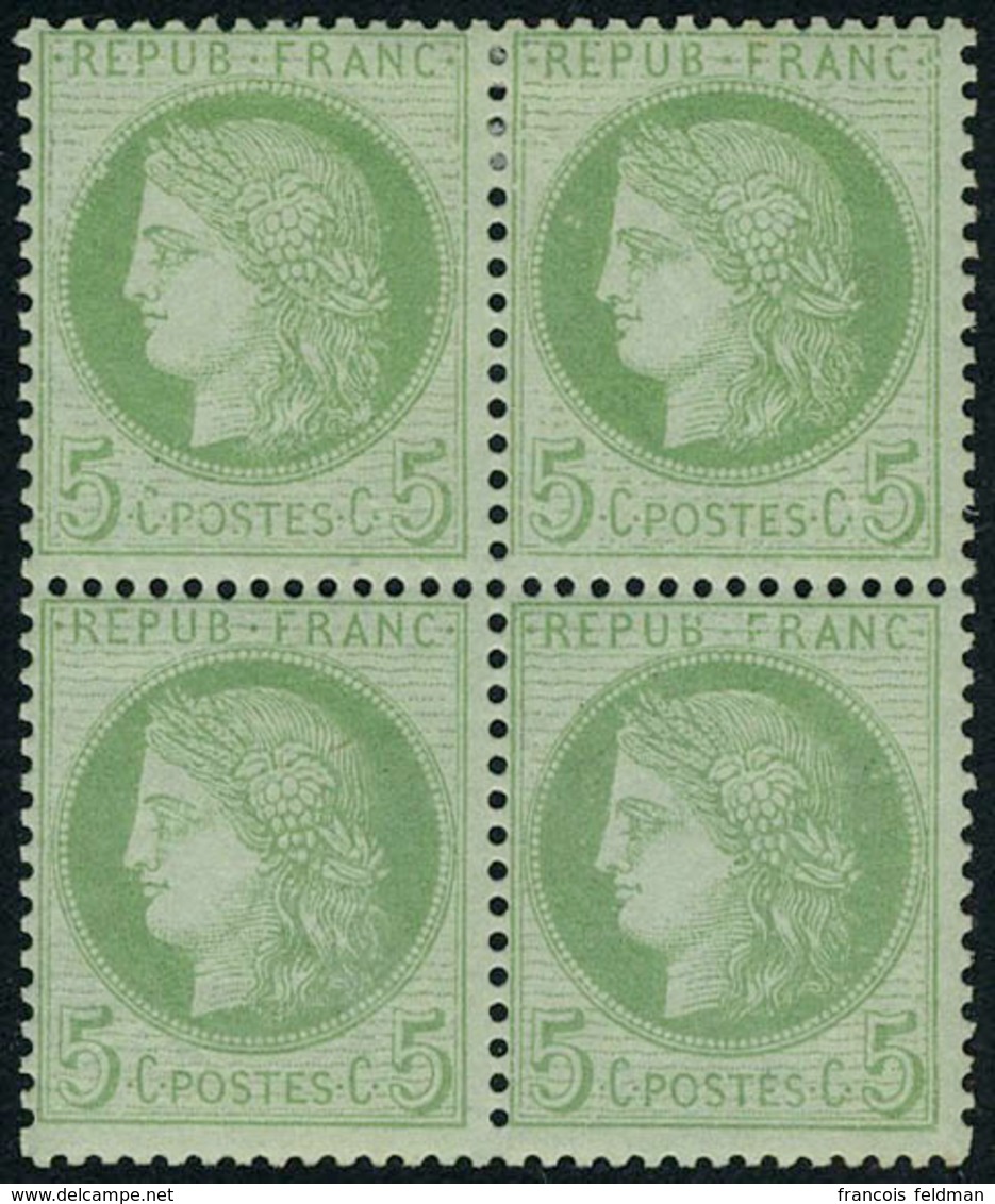 Neuf Avec Charnière N° 53g, 5c Vert Jaune Sur Verdatre, Bloc De 4 Dont 2ex Neufs **, T.B. - Autres & Non Classés