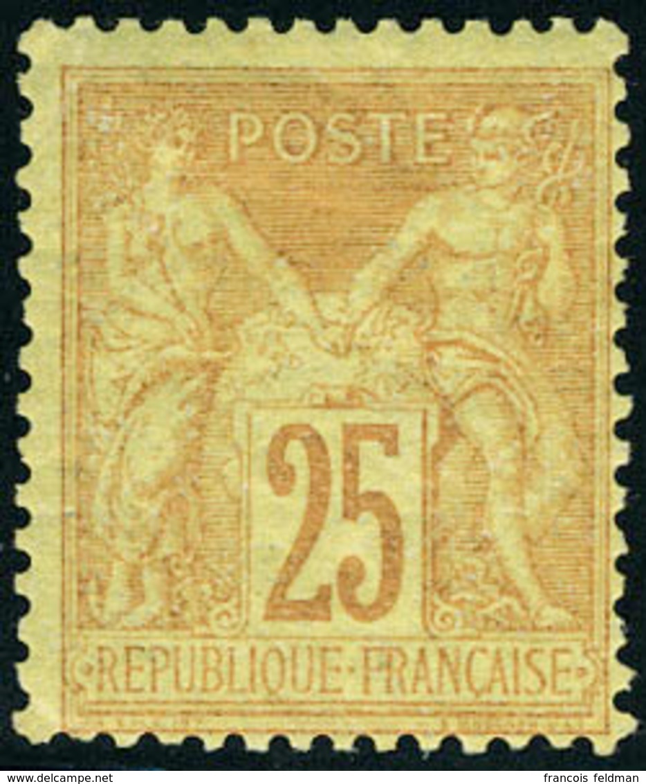 Neuf Avec Charnière N° 92, 25c Bistre Brun Sur Jaune Pâle, T.B. Maury 92a. - Other & Unclassified