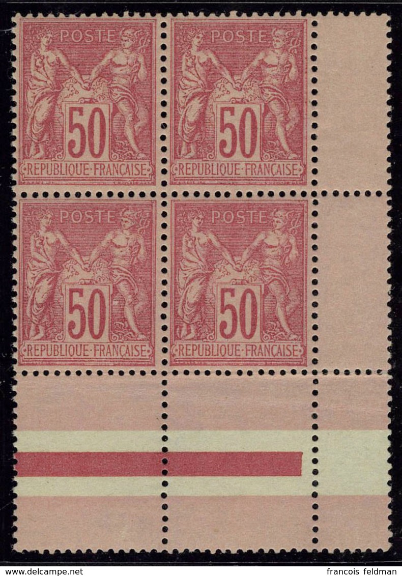 Neuf Sans Charnière N° 98, 50c Rose, Bloc De 4, Cdf, Centrage Parfait, Pièce De Luxe. - Other & Unclassified