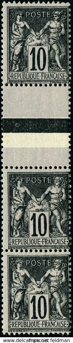 Neuf Sans Charnière N° 103a, 10c Noir Sur Lilas, Type II Et III Se Tenant En Paire Verticale Interpanneau, Dans Une Band - Otros & Sin Clasificación