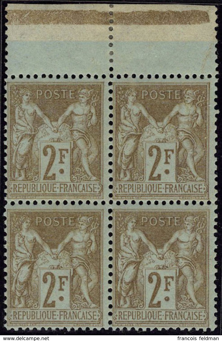 Neuf Sans Charnière N° 105, 2f Bistre Sur Azuré, Bloc De 4, Bdf, T.B. - Other & Unclassified