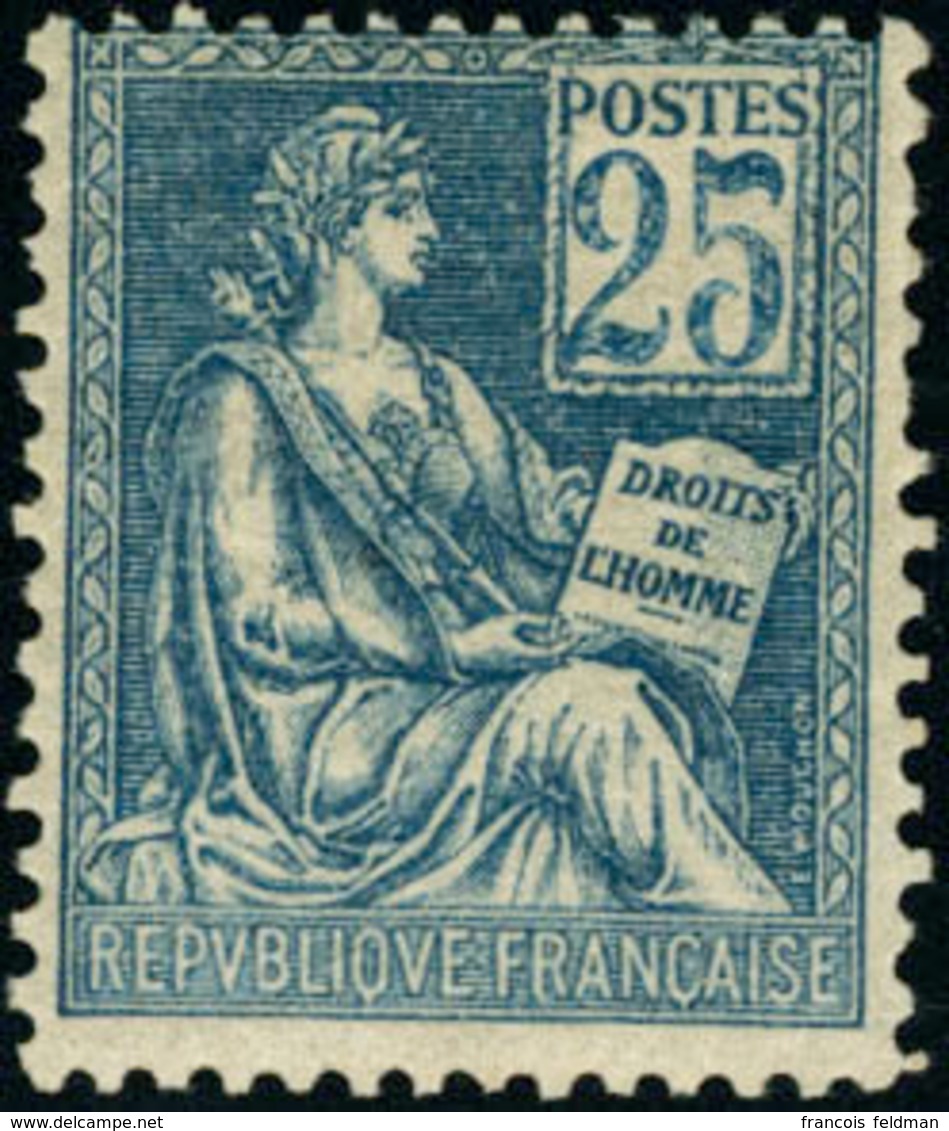 Neuf Sans Charnière N°114. 25c Bleu. Type I. 1 Dent Courte, Sinon T.B. - Autres & Non Classés