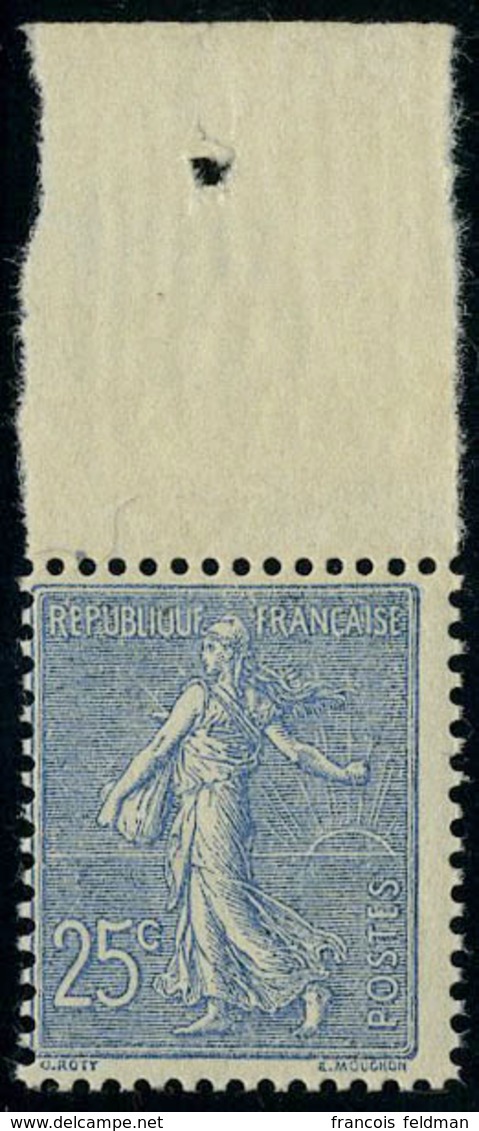 Neuf Sans Charnière N° 132, 25c Bleu Semeuse Lignée Bdf, T.B. - Autres & Non Classés