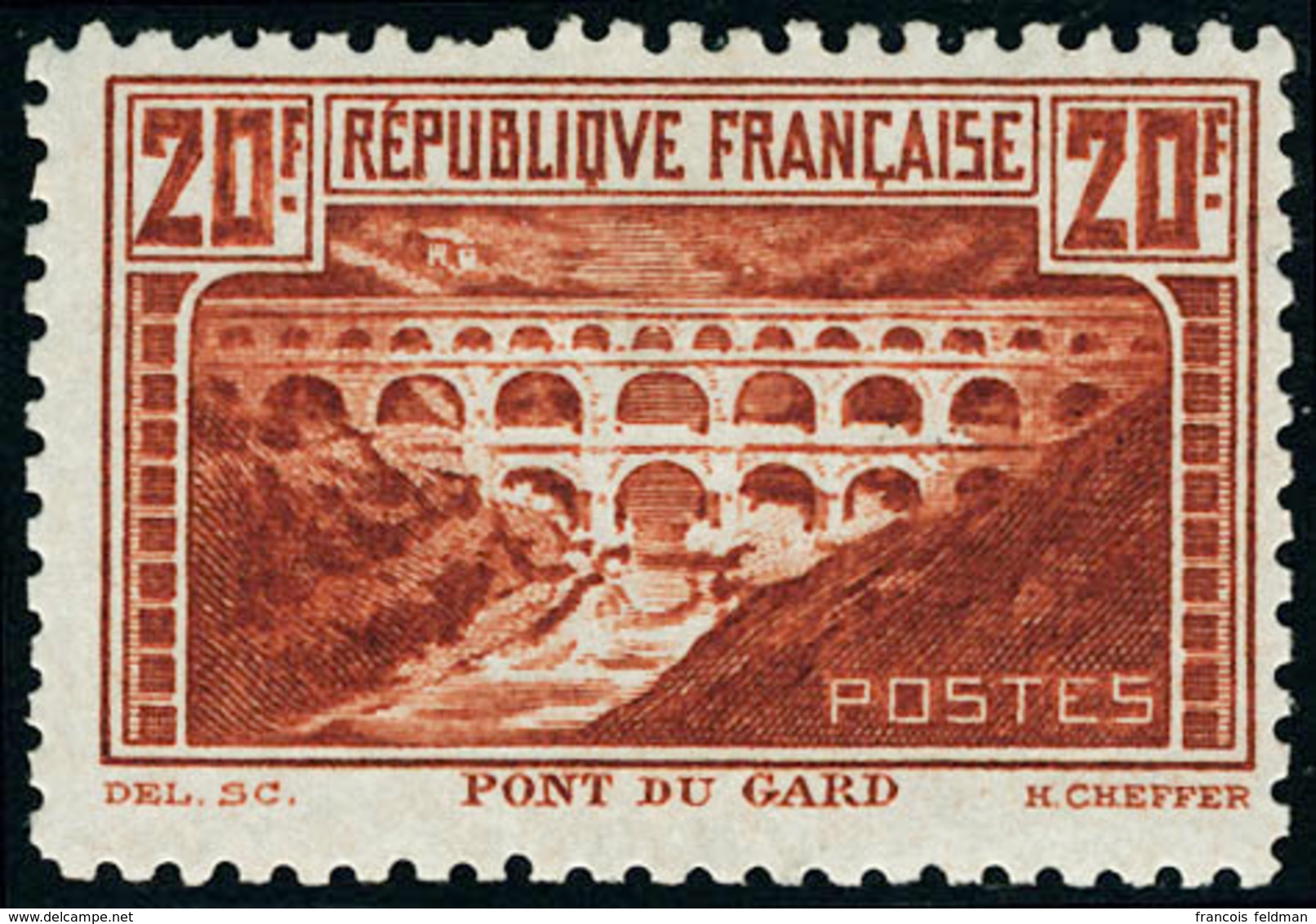 Neuf Avec Charnière N° 262B. 20f Pont Du Gard, Dentelé 11. T.B. - Other & Unclassified