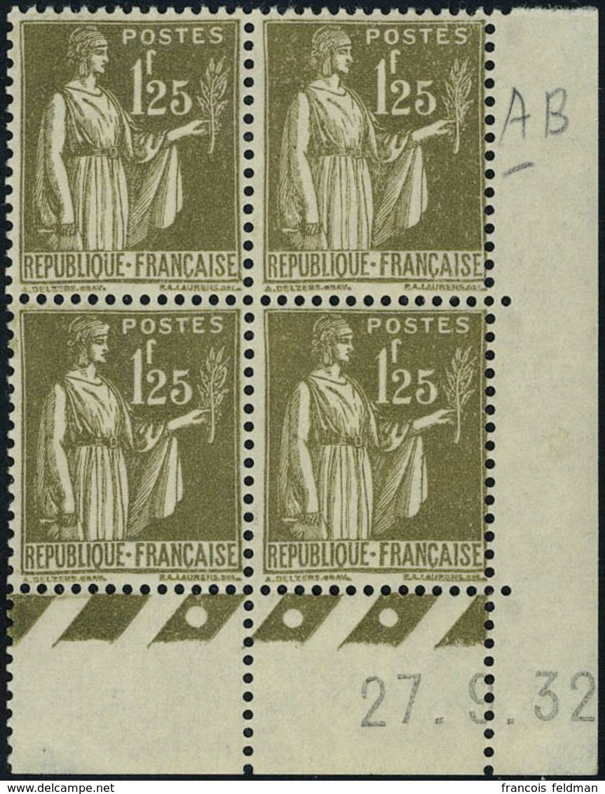 Neuf Sans Charnière N° 287, 1f25 Olive Type Paix, Bloc De 4 CD 27.9.32, TB - Other & Unclassified