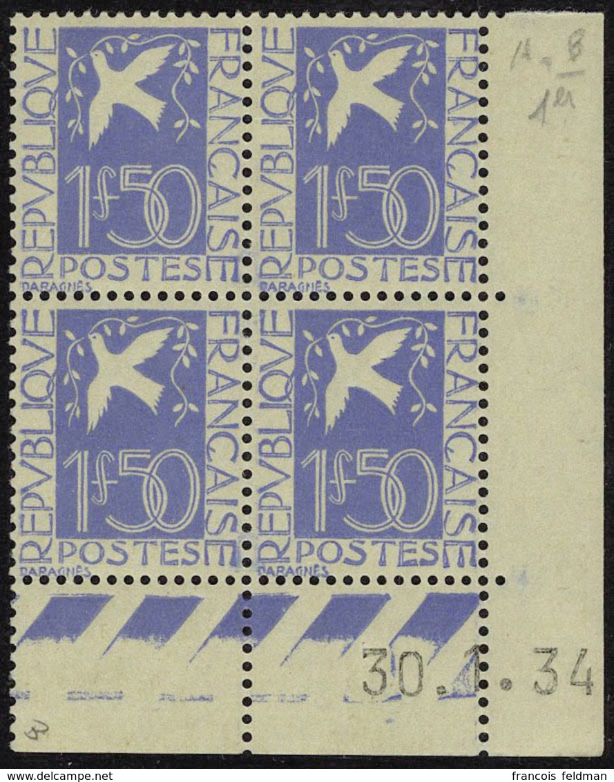 Neuf Sans Charnière N° 294, 1.50 Colombe, Bloc De 4, Coin Daté 30.1.34, T.B. - Other & Unclassified