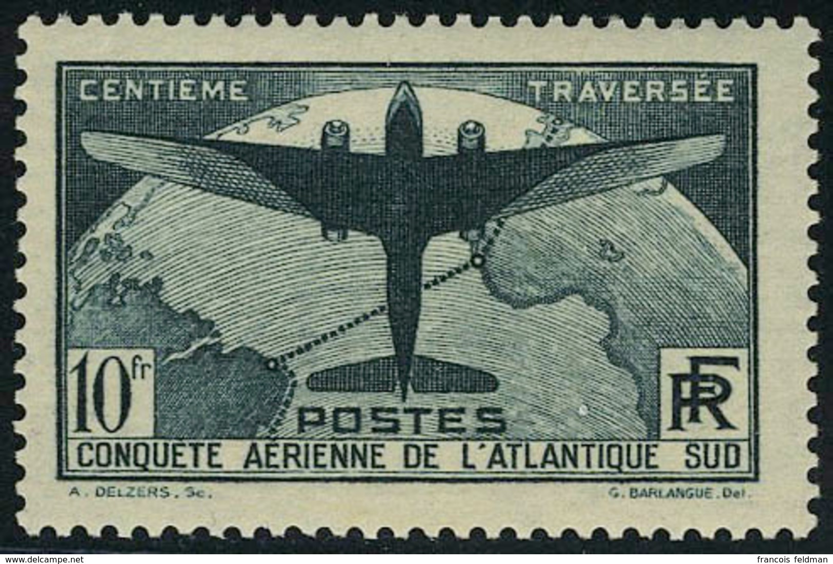 Neuf Sans Charnière N° 321, 10f Atlantique Sud T.B. Signé Calves - Other & Unclassified
