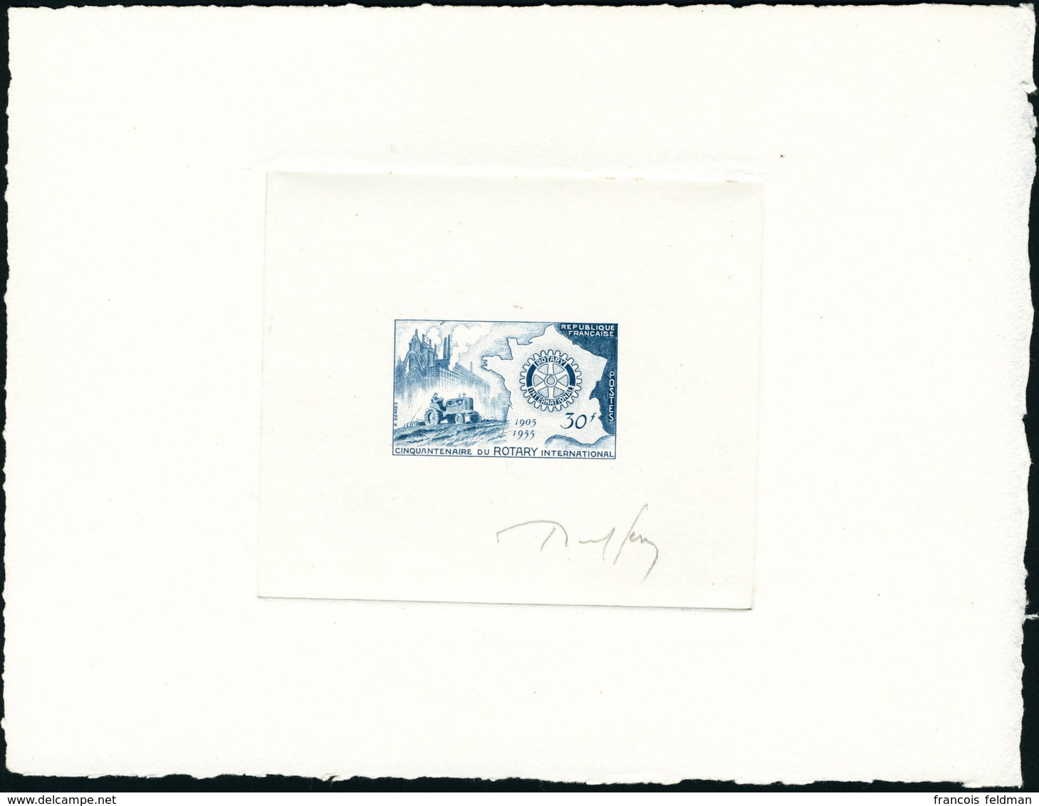 N° 1009. Cinquantenaire Du Rotary, épreuve D'artiste En Bleu, Signée, T.B. - Other & Unclassified