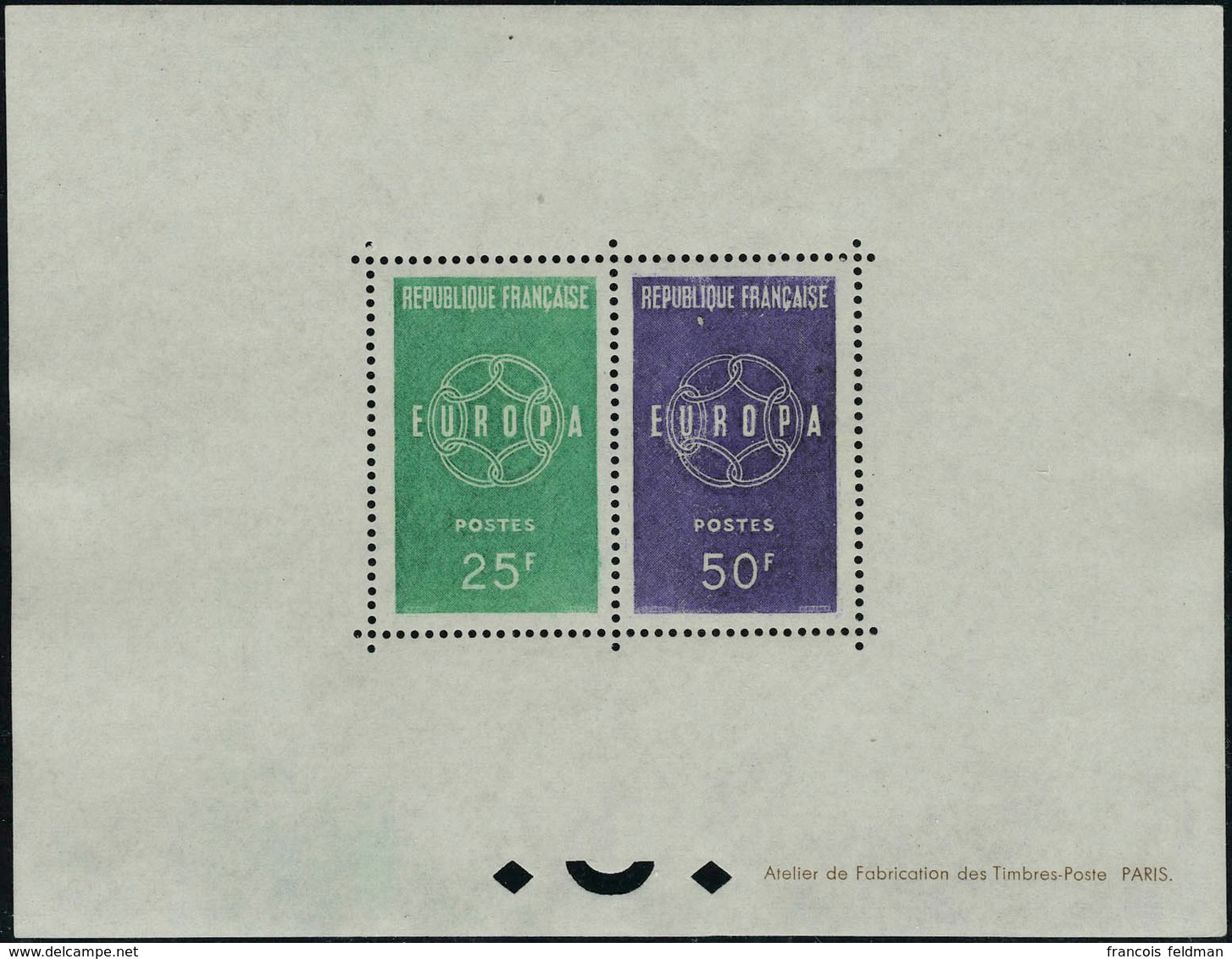 Neuf Sans Charnière N° 1218/9, Europa 1959, Bloc Dentelé Gommé, T.B. Tirage 20 - Other & Unclassified