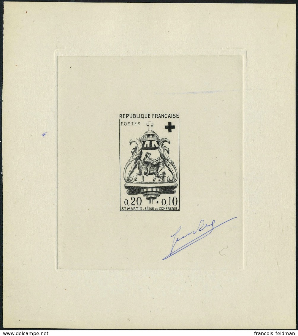 N° 1278/9, Croix Rouge 1960, La Paire épreuve D'artiste En Noir Signée Par Le Graveur T.B. - Other & Unclassified