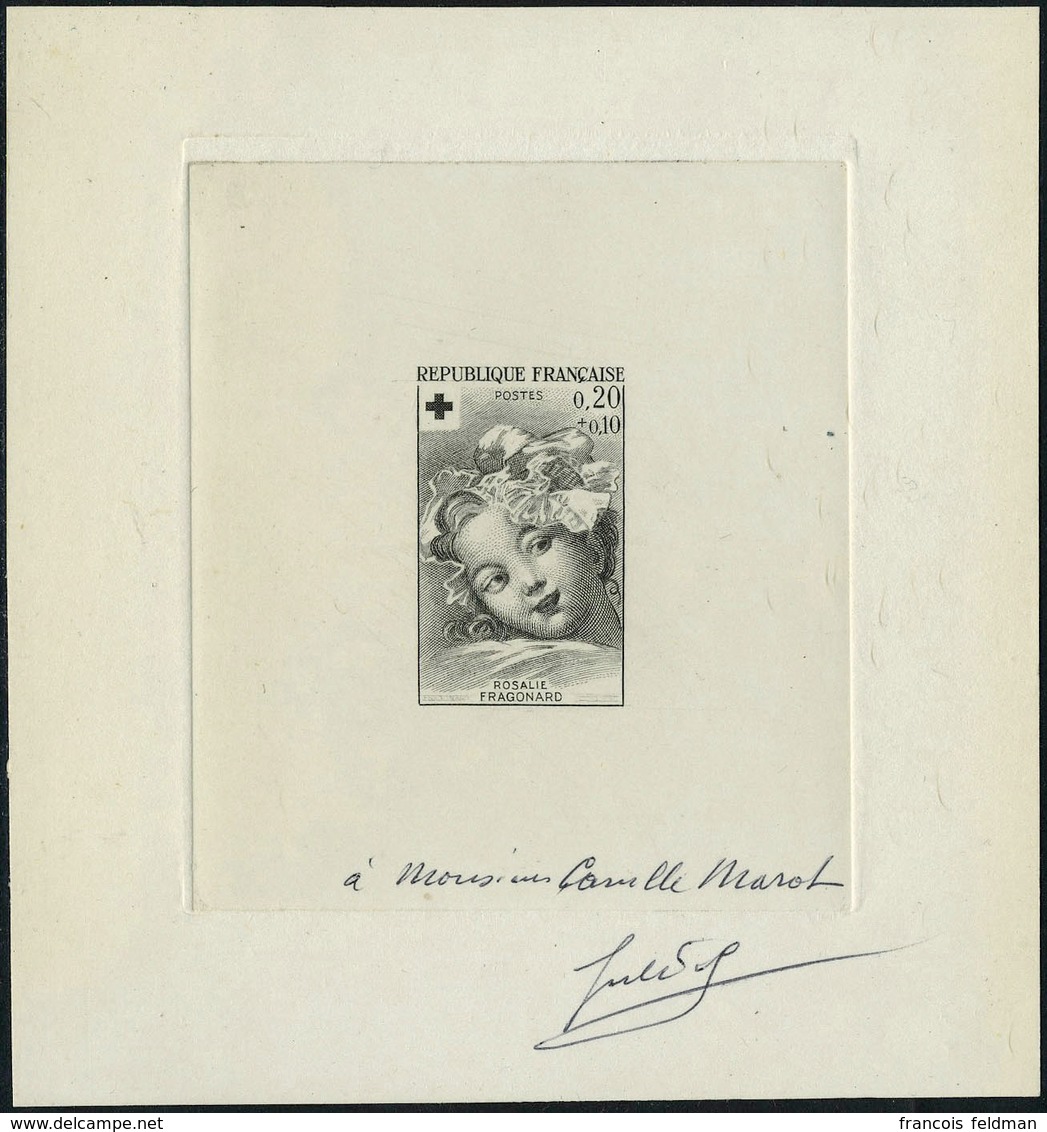 N° 1366/7, Croix Rouge 1962, 2 épreuves D'artiste Signées Et Dédicacées Par Le Graveur, T.B. - Other & Unclassified