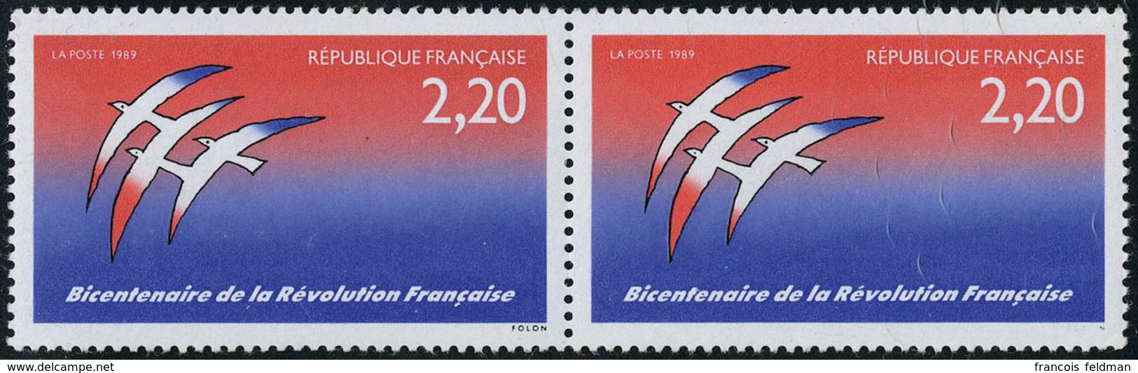 Neuf Sans Charnière N° 2560, 2.20 Bicentenaire Révolution Sans La Signature Folon Tenant à Normal T.B. - Other & Unclassified
