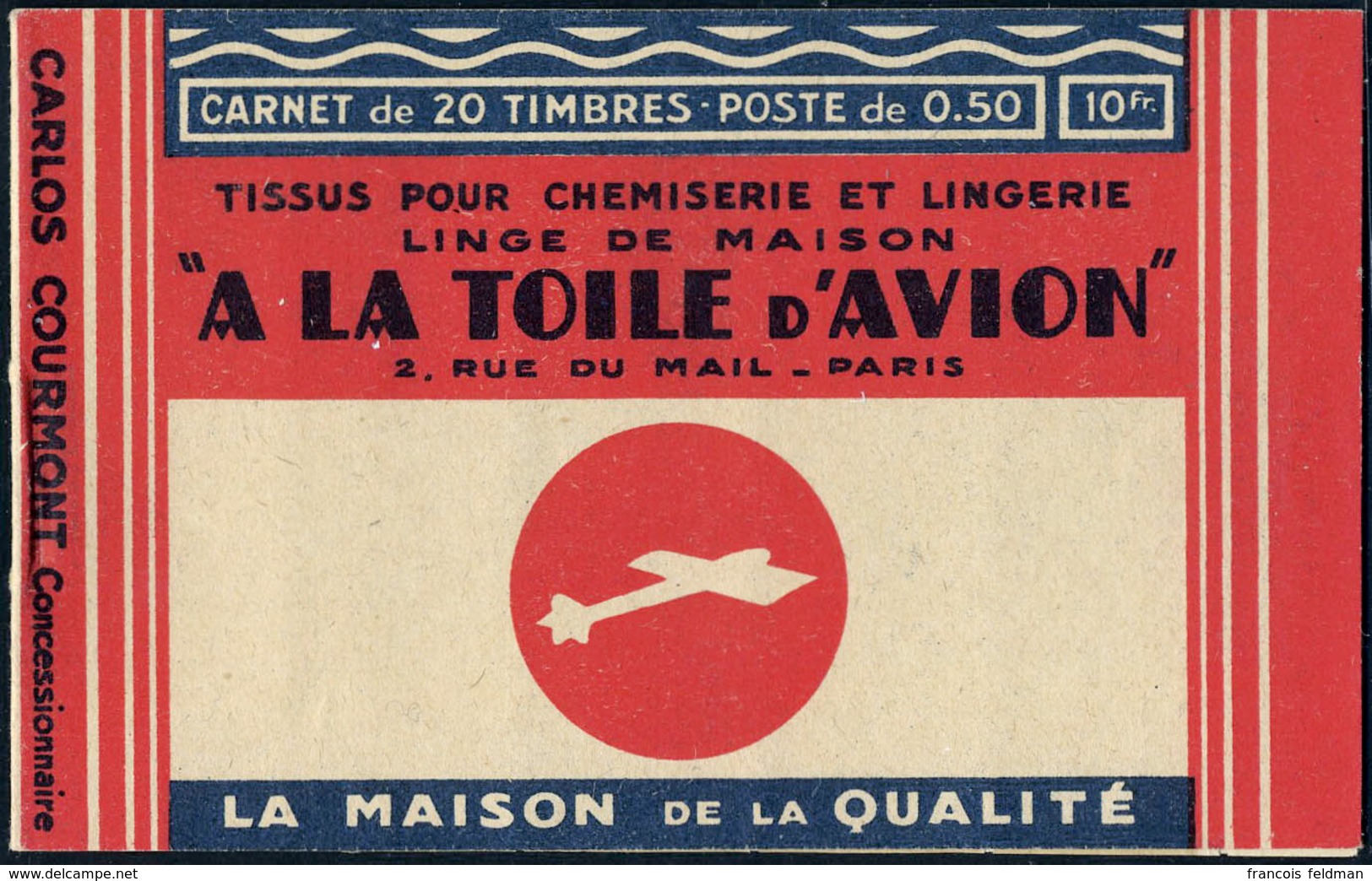 Neuf Sans Charnière N° 199-C25, 50c Rouge Semeuse Lignée, DU X 4 Fois, Série Toile D'Avion, TB - Other & Unclassified