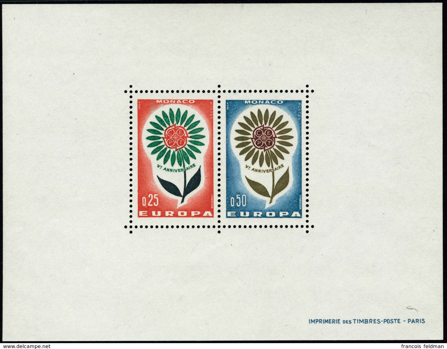 Neuf Sans Charnière 1964. Monaco. Bloc Spécial S/papier Gommé N°6 Europa 1964. Superbe - Andere & Zonder Classificatie