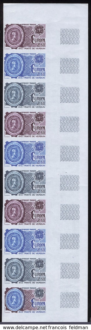 Neuf Sans Charnière 1982, France Europa, La Paire, Bande De 10, Essais De Couleurs Multicolores ND, T.B. - Other & Unclassified