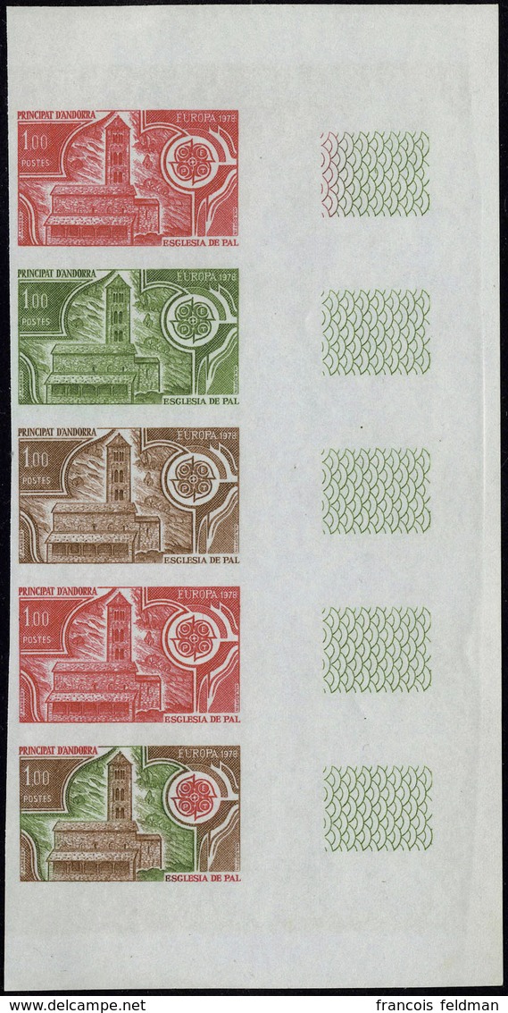 Neuf Sans Charnière N° 269/70, La Paire Europa 1978, En Bandes De 5ex ND, Essais De Couleurs, Cdf, T.B. - Other & Unclassified