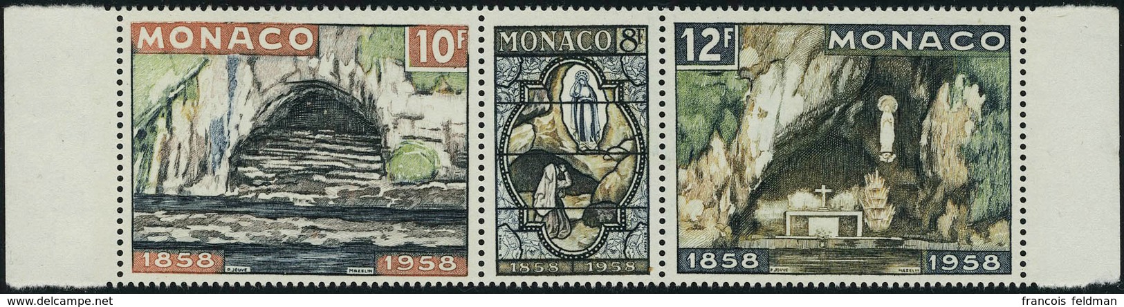 Neuf Sans Charnière N° 496/98, Le Triptyque Lourdes Avec Grotte Mordorée, Bdf, T.B. Maury 521A - Autres & Non Classés