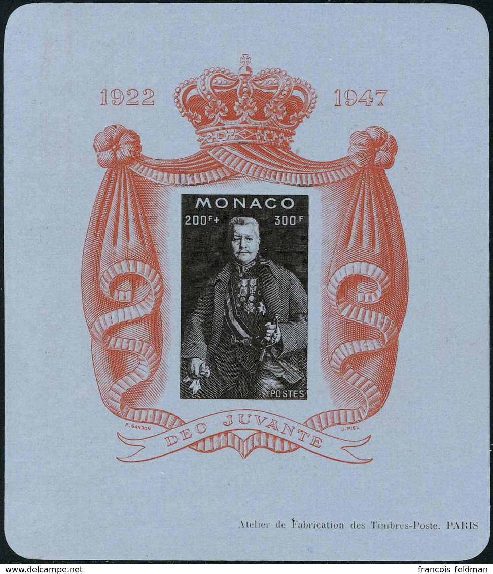 Neuf Sans Charnière N° 2A, Le Bloc 25 Ans De Règne De Louis II Sur Papier Bleuté, T.B. - Other & Unclassified