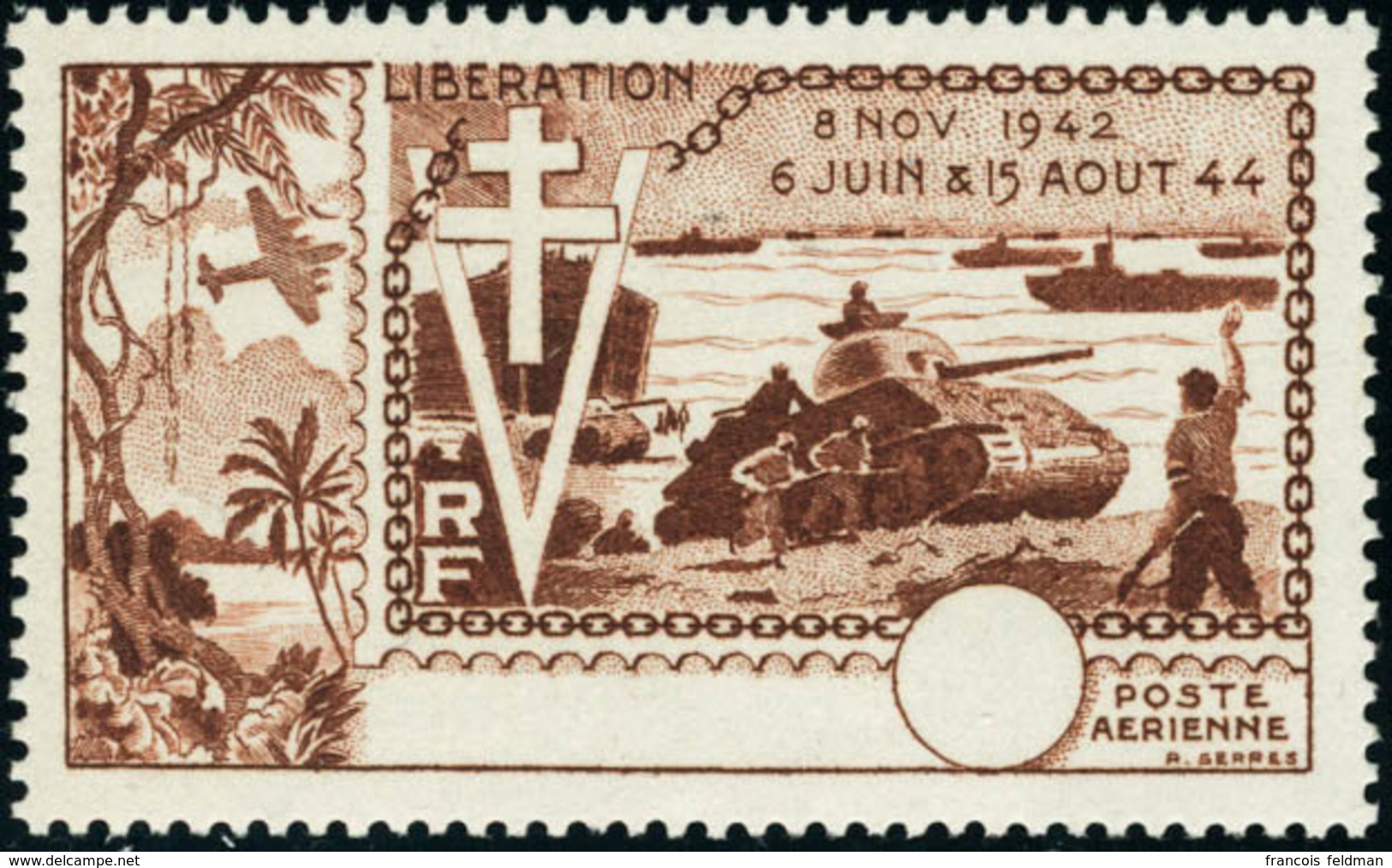 Neuf Sans Charnière 1954. 10ème Anniversaire De La Libération. 1 Valeur Brun, Sans Nom Du Pays, Ni Valeur Dans Le Cartou - Otros & Sin Clasificación