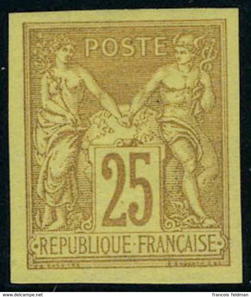 Neuf Avec Charnière N° 44, 25c Jaune Bistre, Superbe, Signé Brun - Other & Unclassified