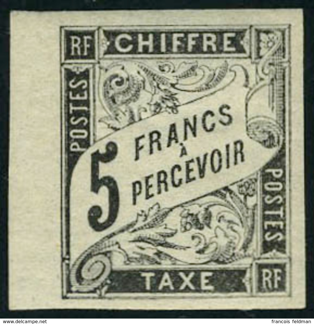 Neuf Avec Charnière N° 14, 5f Noir Bdf, TB, Signé Brun - Autres & Non Classés