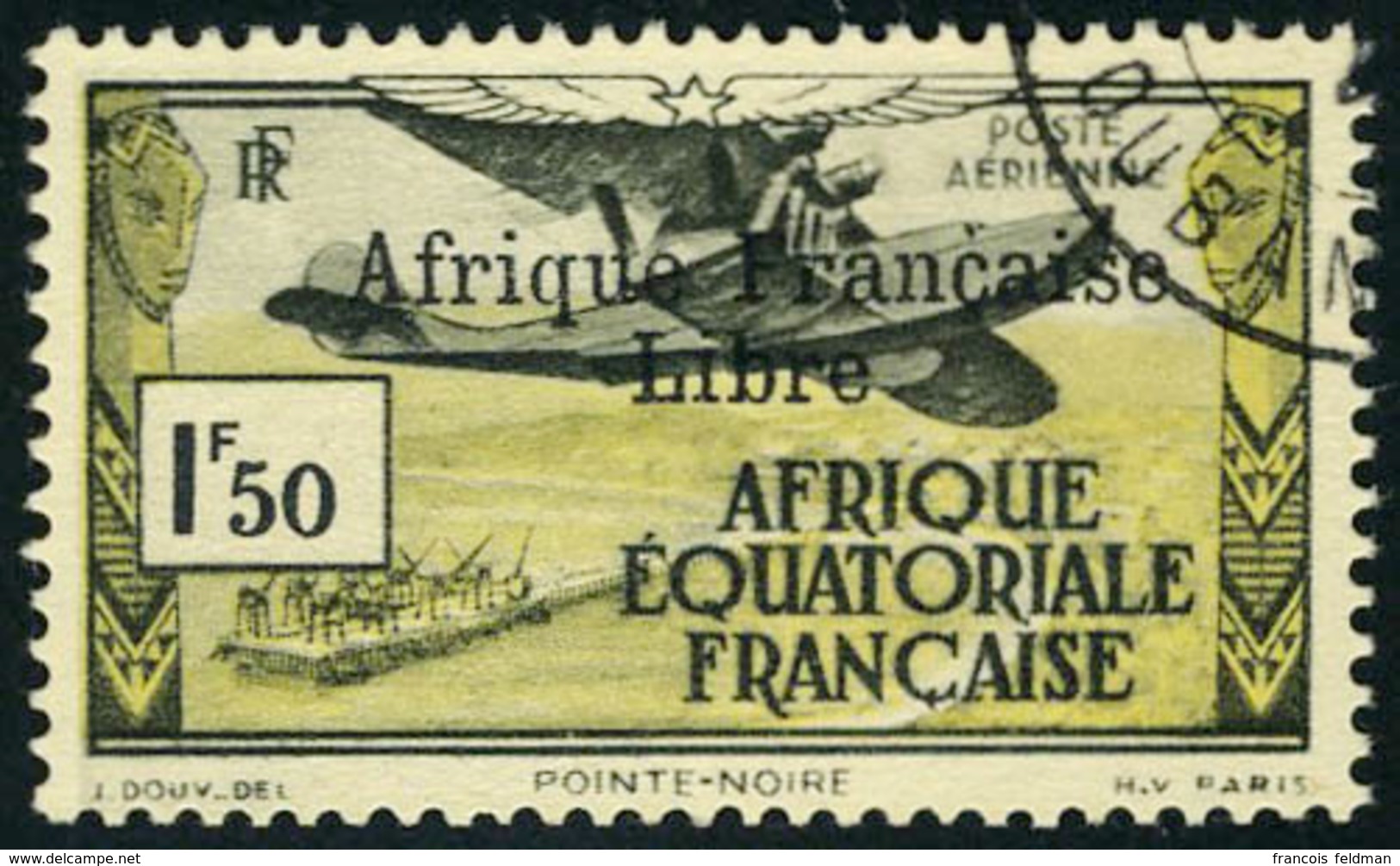 Oblitéré N° 14, 1,50f Surchargé Afrique Française Libre, TB - Sonstige & Ohne Zuordnung