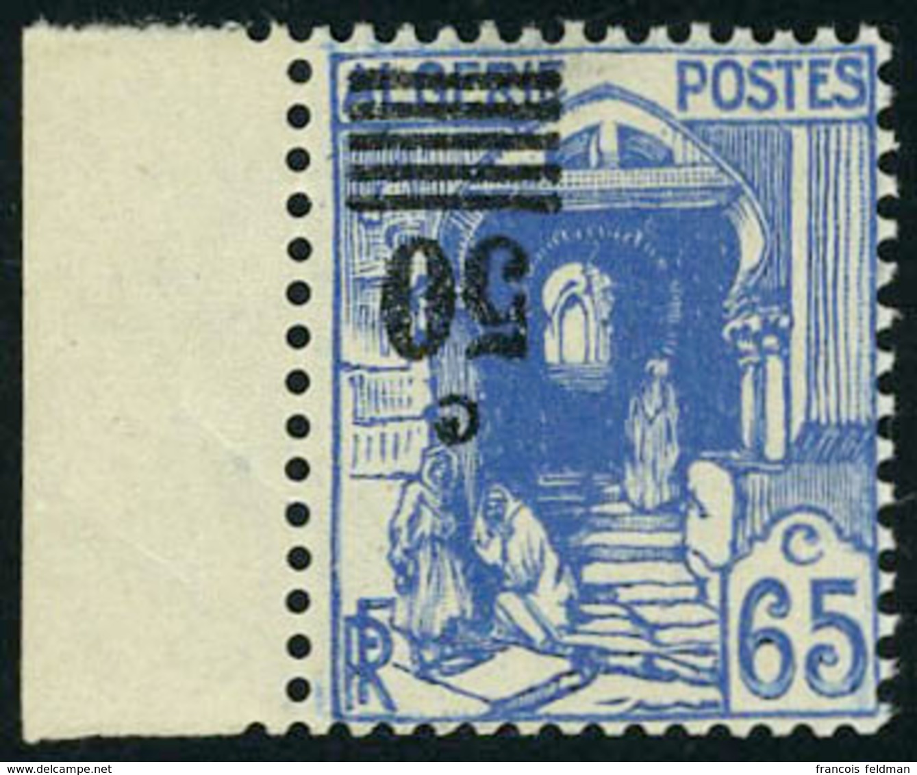 Neuf Sans Charnière N° 166a, 50 S/65c Bleu, Surcharge Renversée, TB - Altri & Non Classificati