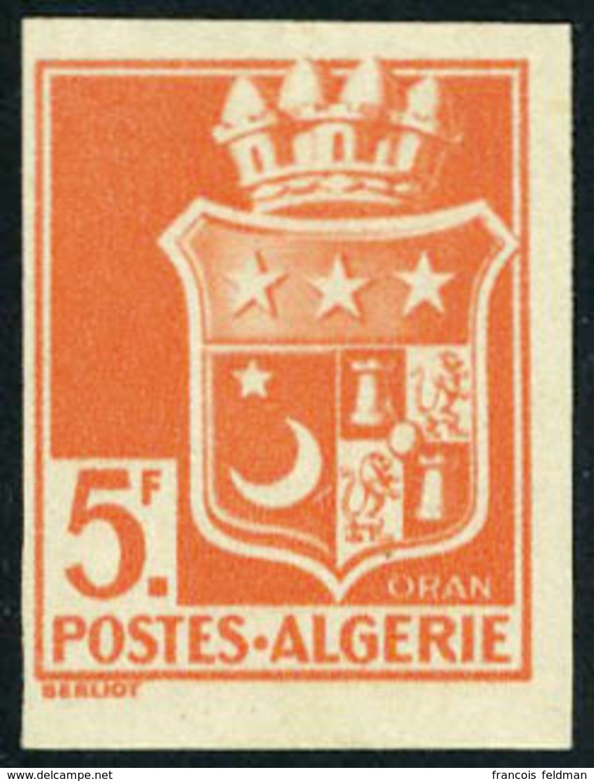 Neuf Avec Charnière N° 197Aa, 5f Rouge Orange, Sns Surcharge, Non-dentelé, TB, Signé Brun - Otros & Sin Clasificación