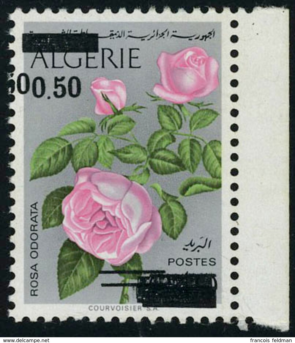 Neuf Sans Charnière N° 598b, 50c Sur 40c Roses, Surcharge Double  T.B. - Autres & Non Classés