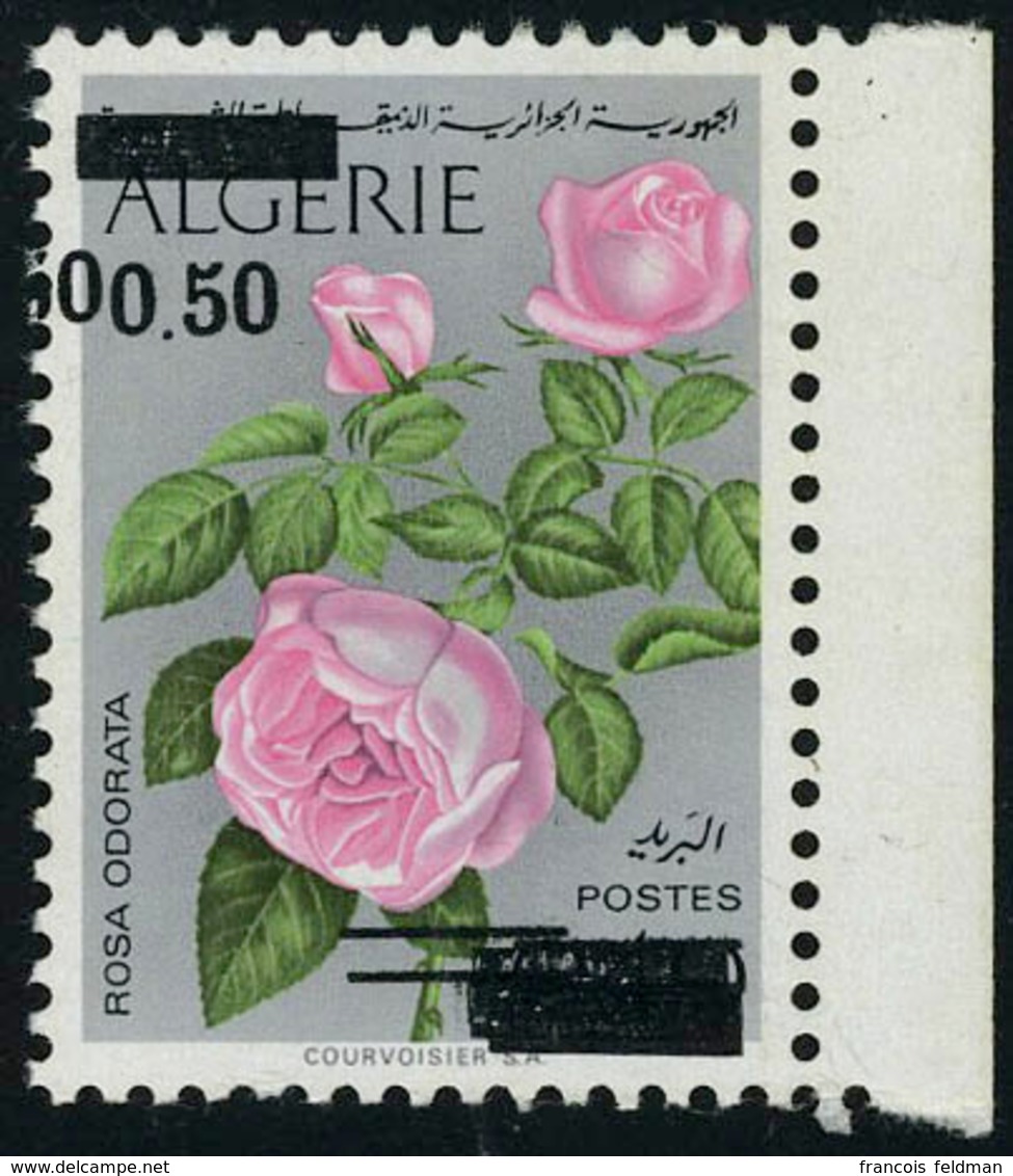 Neuf Sans Charnière N° 598b, 50c Sur 40c Roses, Surcharge Double  T.B. - Other & Unclassified