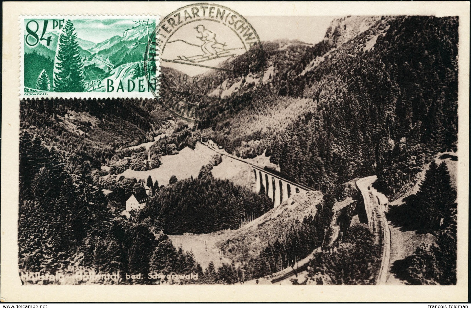 Lettre 84p Le Hoellental, Sur C.M., CàD Illustré (ski) Hinterzalten 19.6.48. T.B. - Sonstige & Ohne Zuordnung