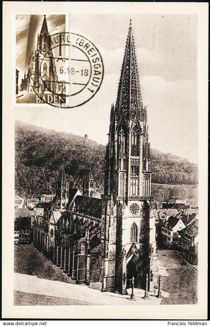 Lettre N°13. 1m Cathédrale De Fribourg, Sur C.M., CàD Frieburg 10.6.48. T.B. - Altri & Non Classificati