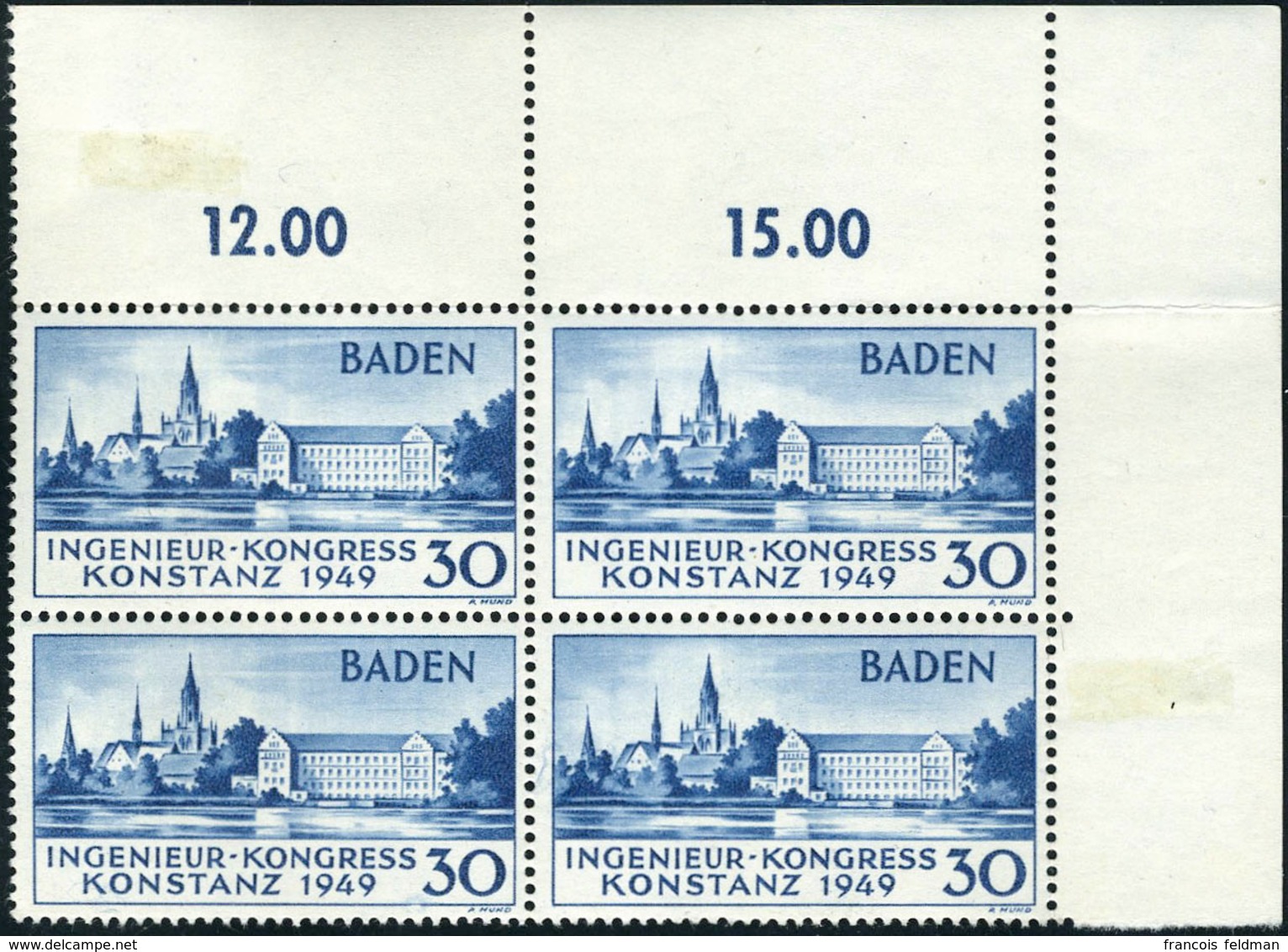 Neuf Sans Charnière N° 46a, 30p Congrès Des Ingénieurs, Bloc De 4 Cdf, Type II, TB, Rare - Altri & Non Classificati