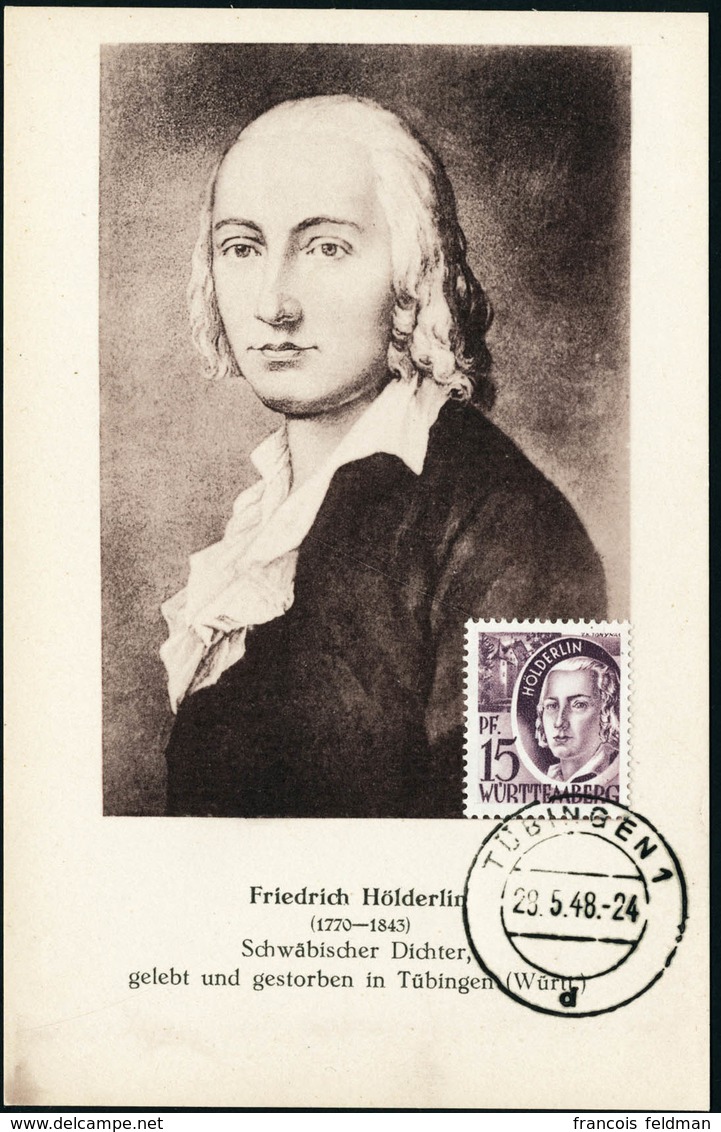 Lettre N°5. 15p Violet Hölderlin, Sur C.M. CàD Tübingen 28.5.48. T.B. - Autres & Non Classés