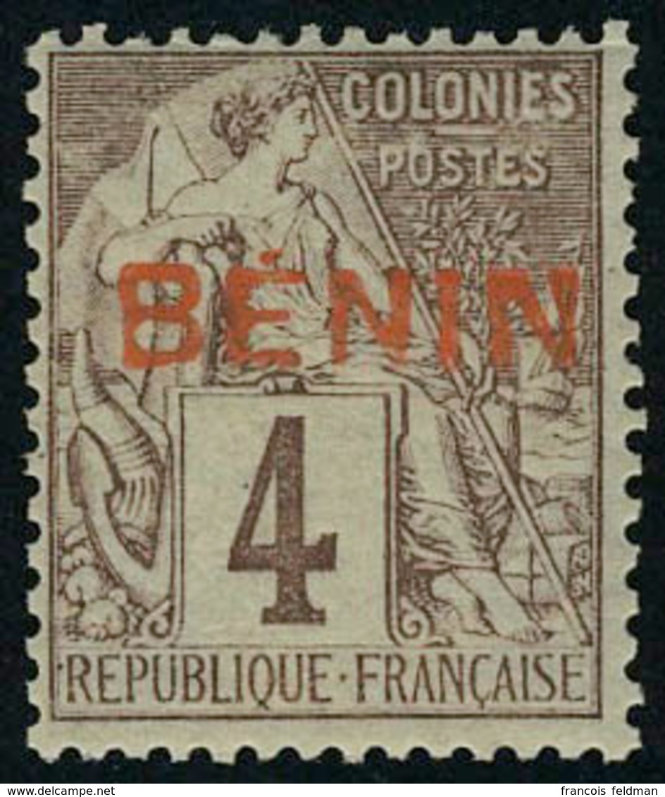 Neuf Sans Charnière N° 3, 4c  Lilas Brun Sur Gris, Surcharge Rouge Type IV Non émis, T.B. Signé Calves - Otros & Sin Clasificación