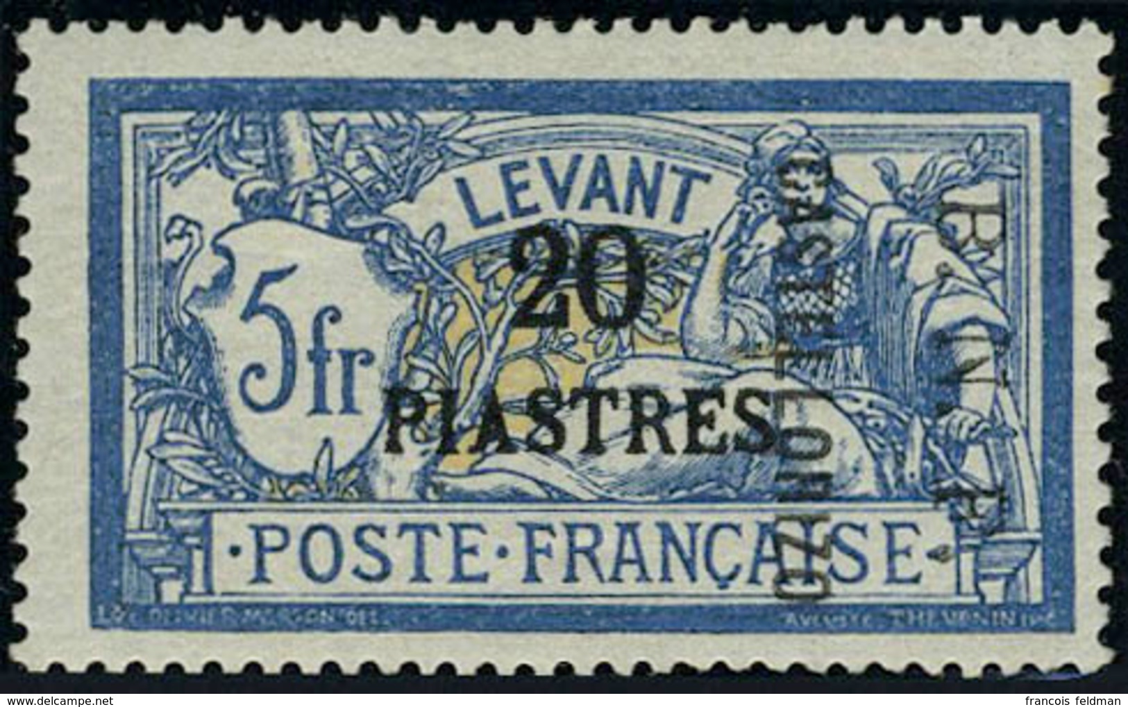 Neuf Avec Charnière N° 13, 20p Sur 5f Bleu Et Chamois T.B. Signé - Altri & Non Classificati