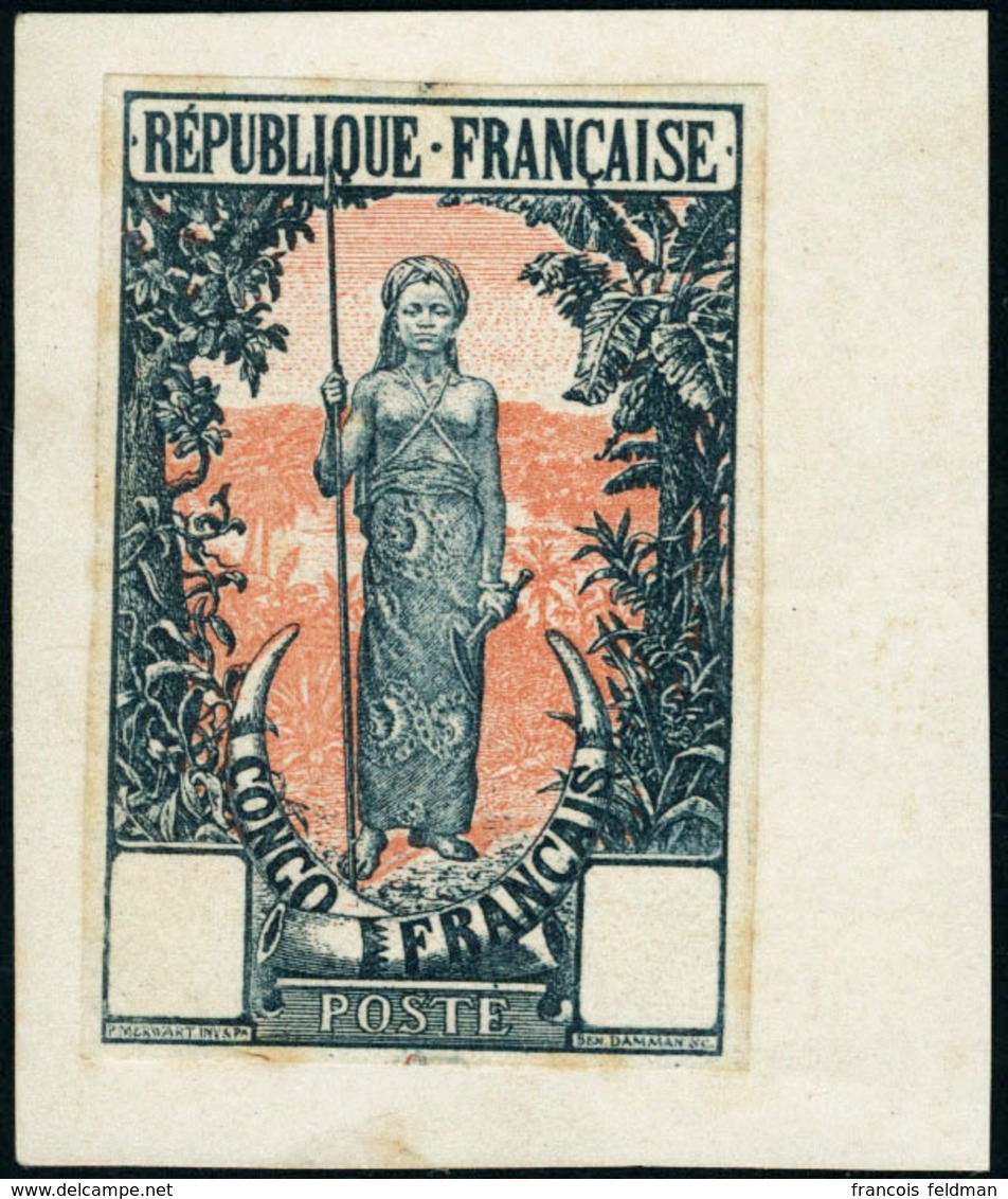 Type Femme Bakalois, épreuve Non Dentelée, Sans La Valeur, En Bleu Et Rouge-brun, Superbe, Signé Calves. - Autres & Non Classés