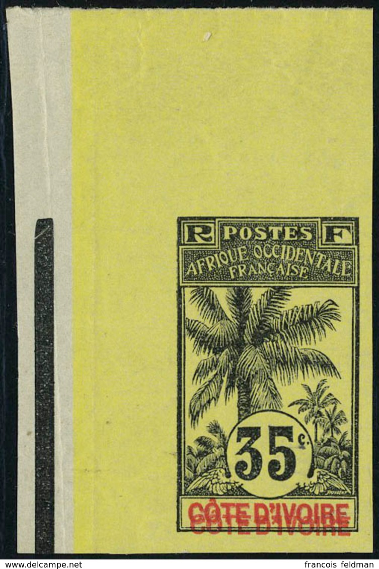 Neuf Sans Charnière N° 29, 35c Palmiers Non Dentelé Double Légende Cote D'Ivoire, T.B. - Autres & Non Classés