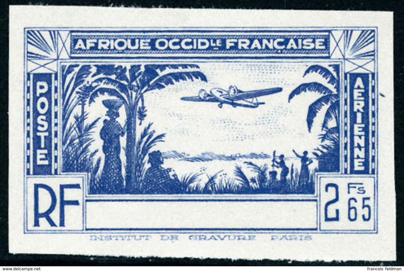 Neuf Sans Gomme N° 1b, Type Pa De 1940, 2f65 Bleu Valeur Non émise, Sans La Légende Côte D'Ivoire, Non Dentelé, T.B. - Other & Unclassified