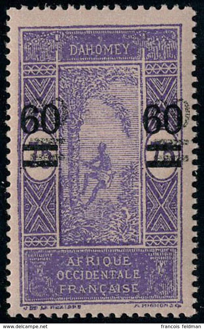 Neuf Sans Charnière N° 66a , 60 Sur 75c Violet Sur Rose, Double Surcharge T.B. Signé JF Brun - Otros & Sin Clasificación